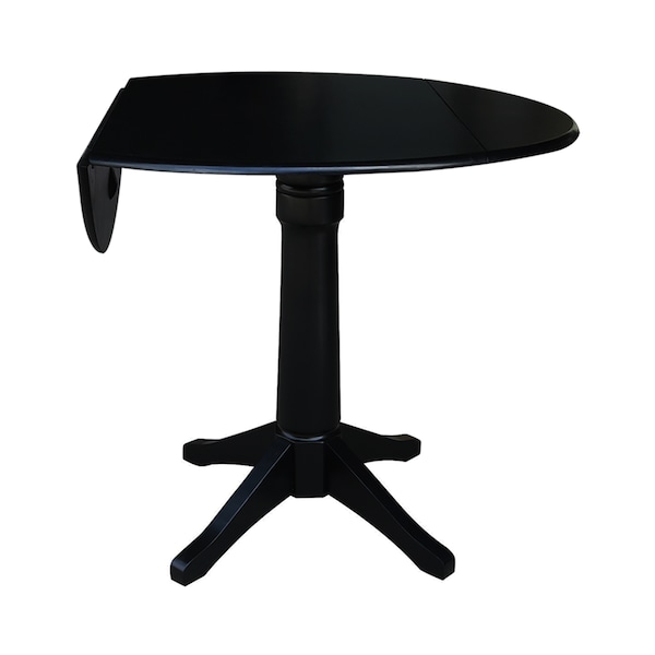 International Concepts Round 42 in Round Dual Drop Leaf Pedestal Table, 42.3 inH, Black, 42 W, 42 L, 42.3 in H, Wood K46-42DPT-27B-6B-2 - main